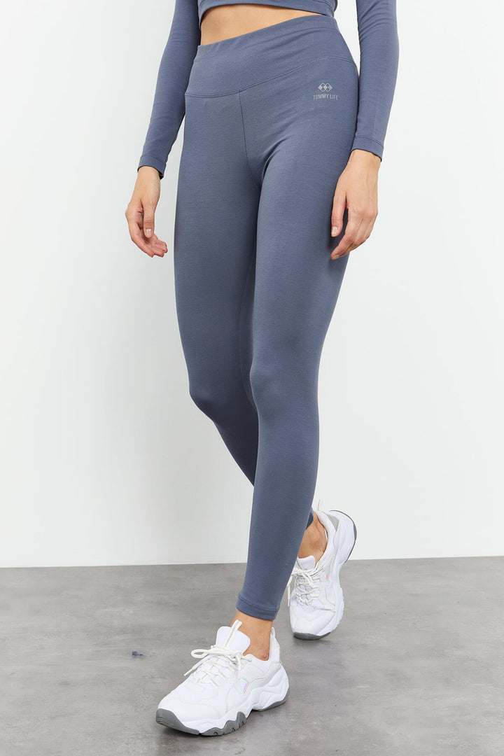 TMY Petrol High Waist Long Sleeve Slim Fit Crop Top Women Leggings Set - 95286 - Annapolis