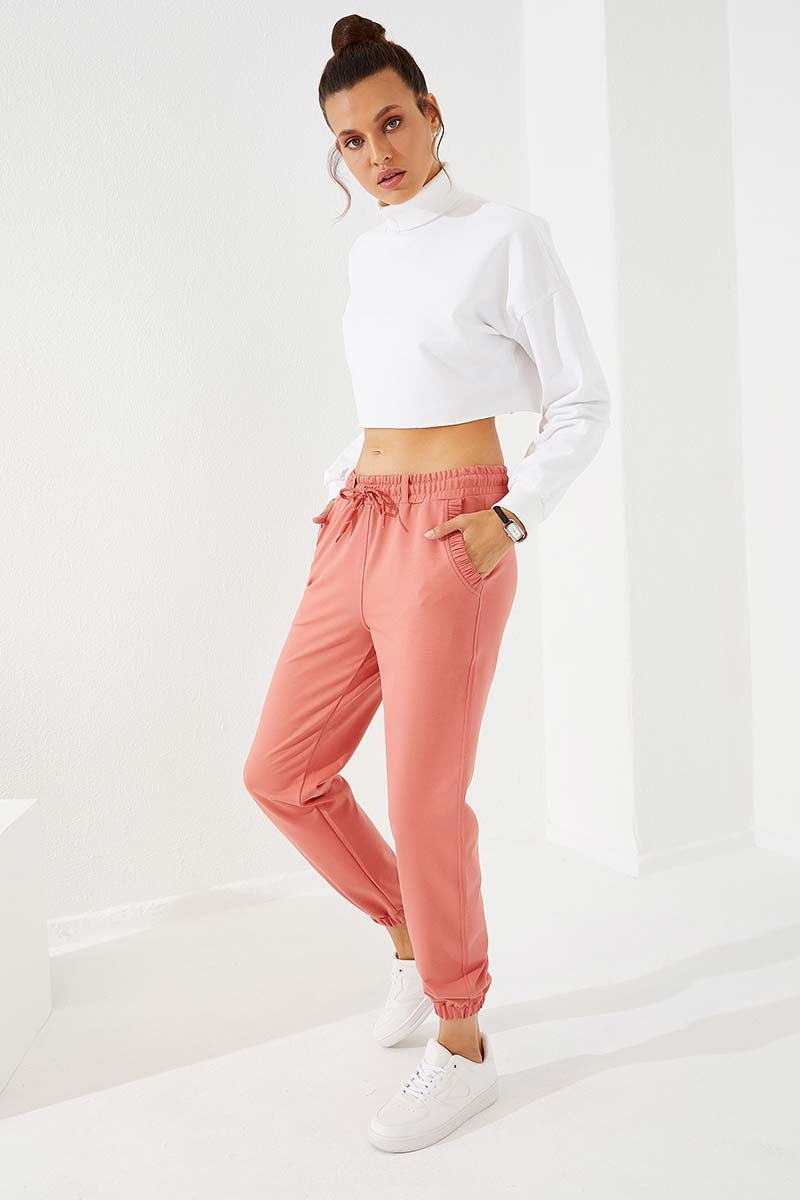 TMY Powder Ruffle Pocket Comfortable Fit Elastic Cuff Women's Sweatpants - 94580 - Bilhorod-Dnistrovskyi