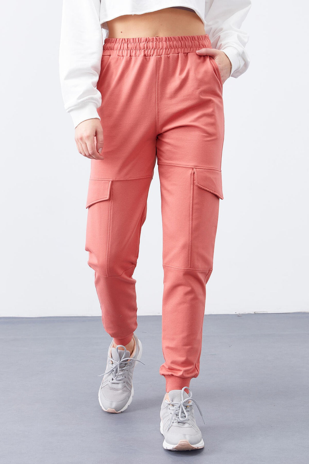 TMY Powder Cargo Pocket Comfortable Fit Cuffed Women's Sweatpants - 94581 - Lerma