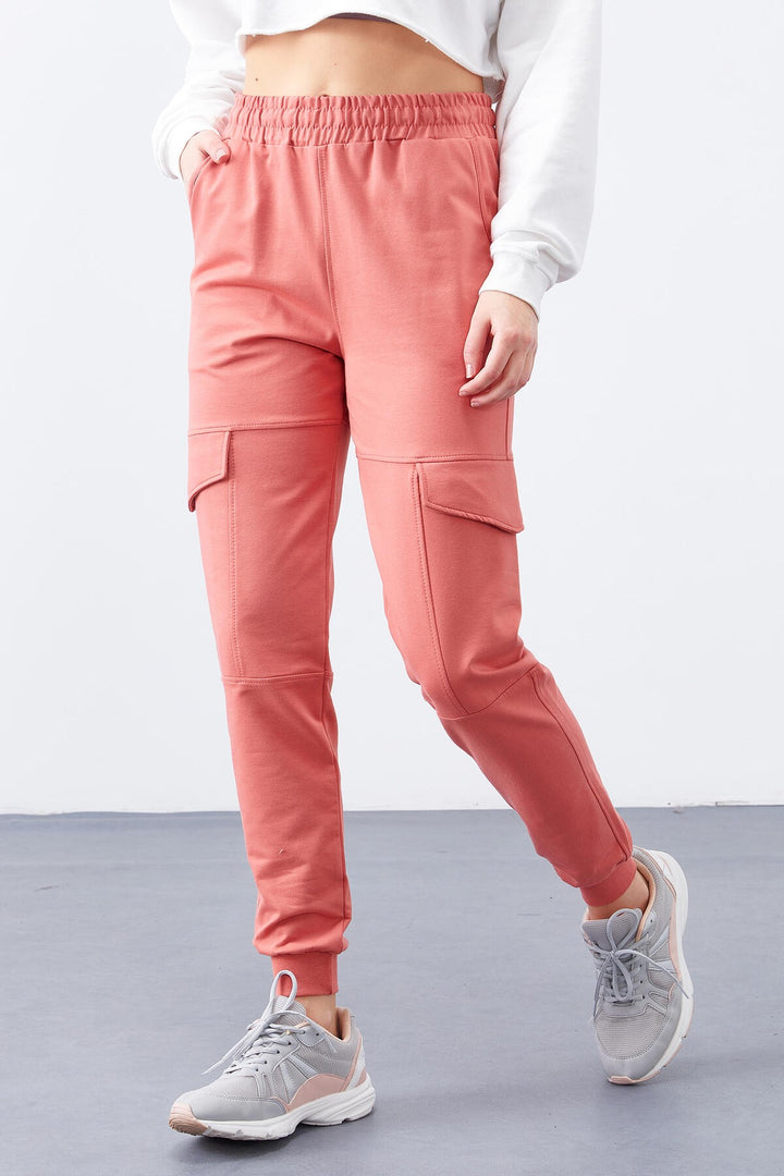 TMY Powder Cargo Pocket Comfortable Fit Cuffed Women's Sweatpants - 94581 - Lerma