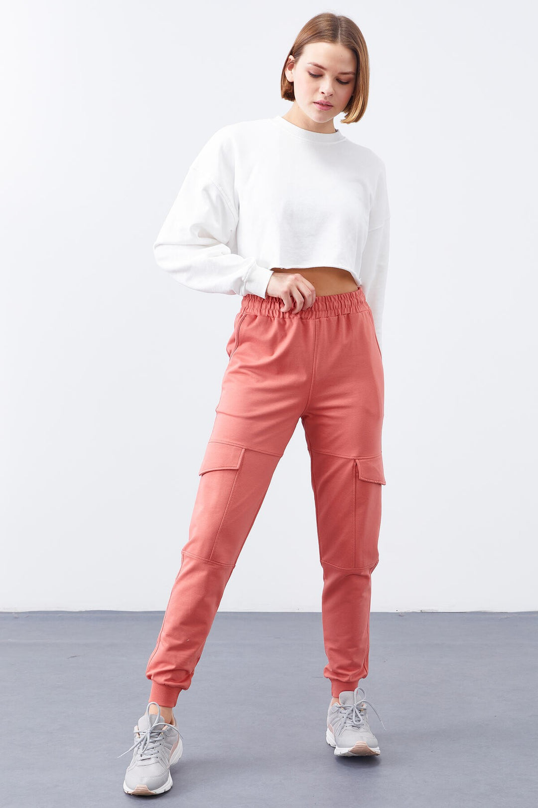 TMY Powder Cargo Pocket Comfortable Fit Cuffed Women's Sweatpants - 94581 - Lerma