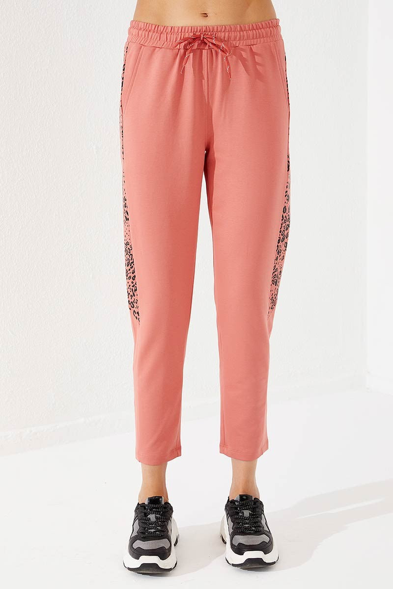 TMY Powder Sides Leopard Pattern Comfortable Fit Slim Leg Women's Sweatpants - 94572 - Blaine