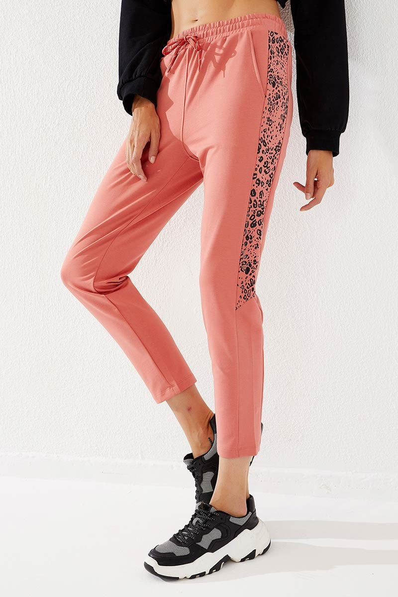 TMY Powder Sides Leopard Pattern Comfortable Fit Slim Leg Women's Sweatpants - 94572 - Blaine