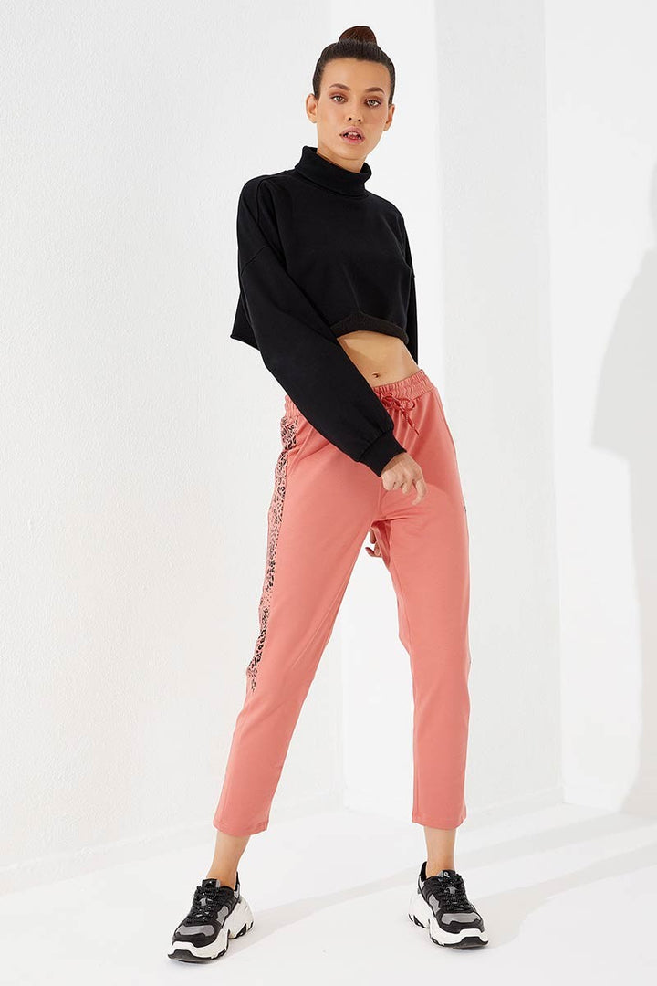 TMY Powder Sides Leopard Pattern Comfortable Fit Slim Leg Women's Sweatpants - 94572 - Blaine