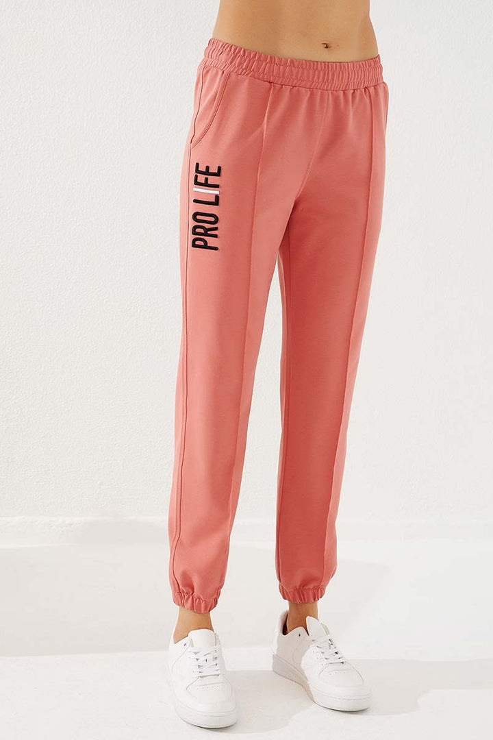 TMY Powder Text Embroidered Comfortable Fit Elastic Cuff Women's Sweatpants - 94571 - Accrington