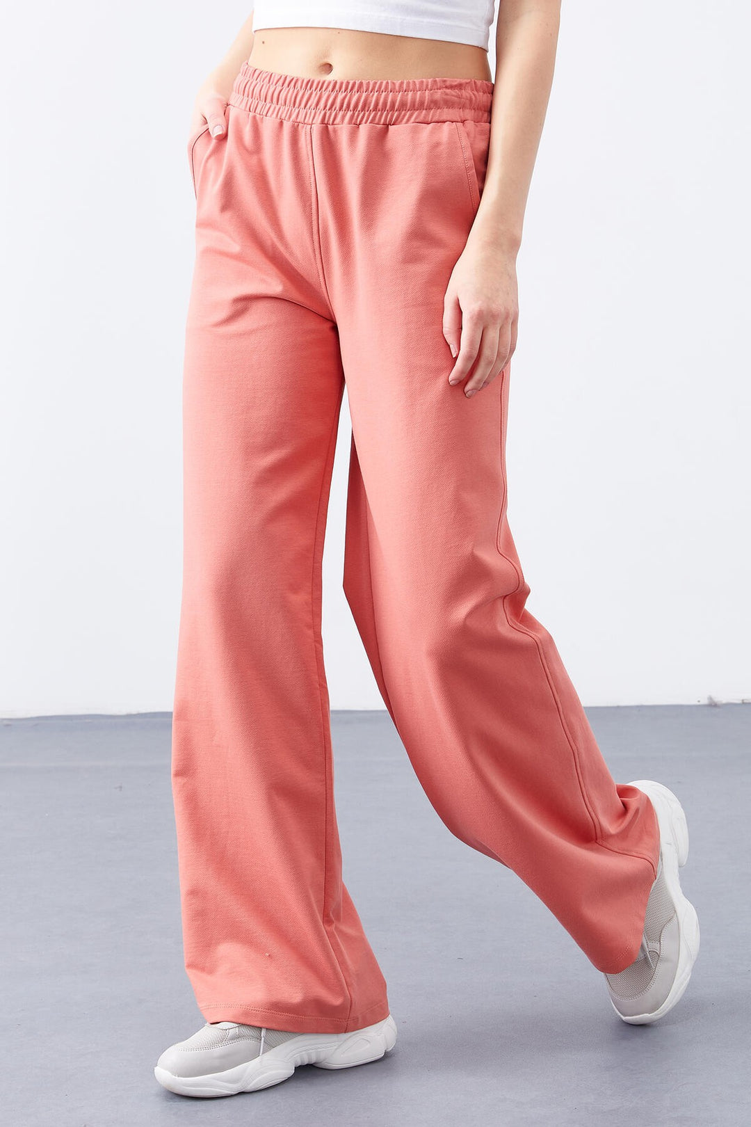 TMY Powder High Waist Pocketed Comfortable Fit Wide Leg Women's Sweatpants - 94567 - San Giorgio a Cremano