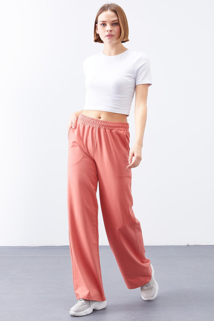TMY Powder High Waist Pocketed Comfortable Fit Wide Leg Women's Sweatpants - 94567 - San Giorgio a Cremano