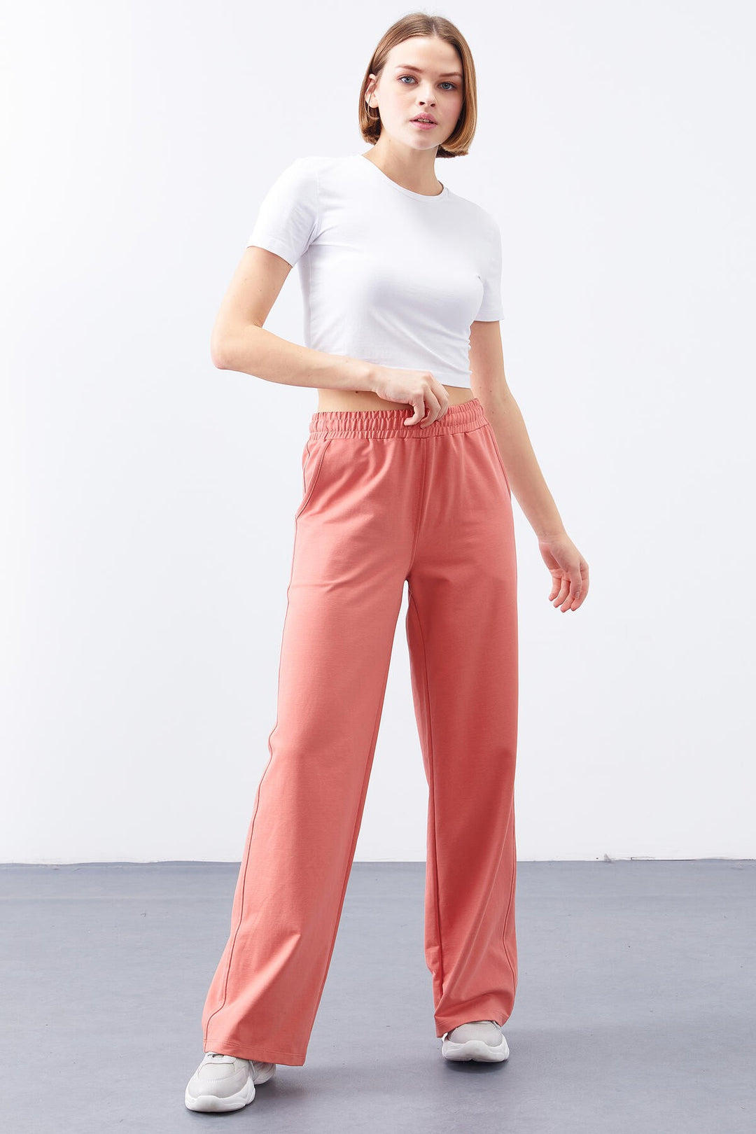 TMY Powder High Waist Pocketed Comfortable Fit Wide Leg Women's Sweatpants - 94567 - San Giorgio a Cremano