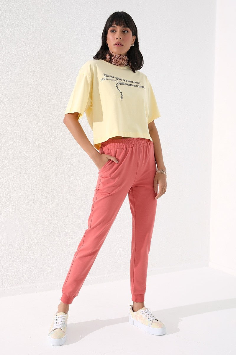 TMY Powder High Waist Jogger Comfortable Fit Cuffed Women's Sweatpants - 94561 - Derry