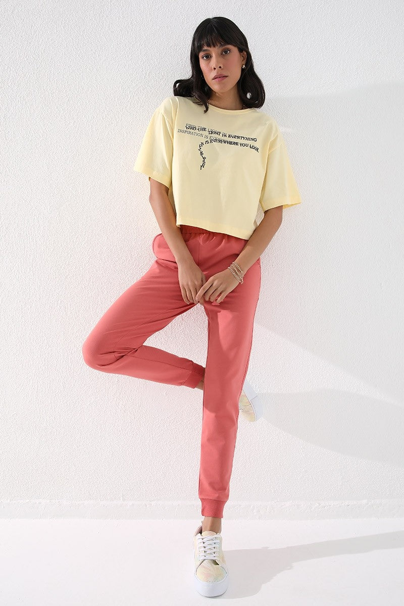 TMY Powder High Waist Jogger Comfortable Fit Cuffed Women's Sweatpants - 94561 - Derry