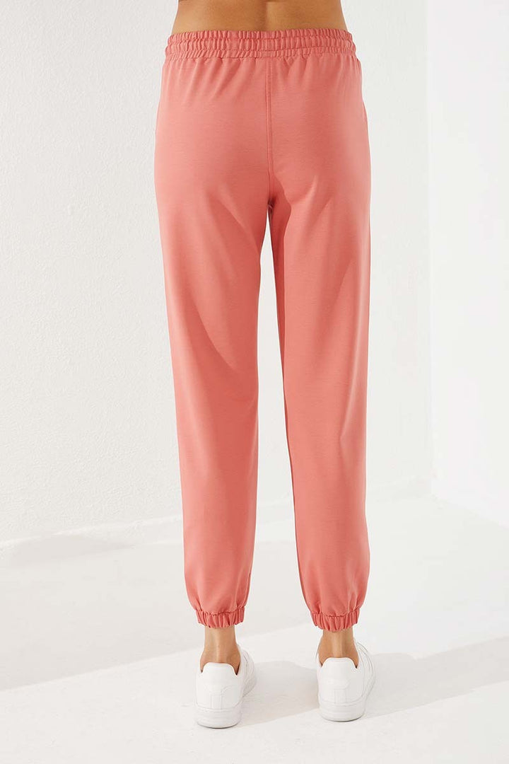 TMY Powder High Waist Embroidered Comfortable Fit Elastic Cuff Women's Sweatpants - 94573 - Mouscron