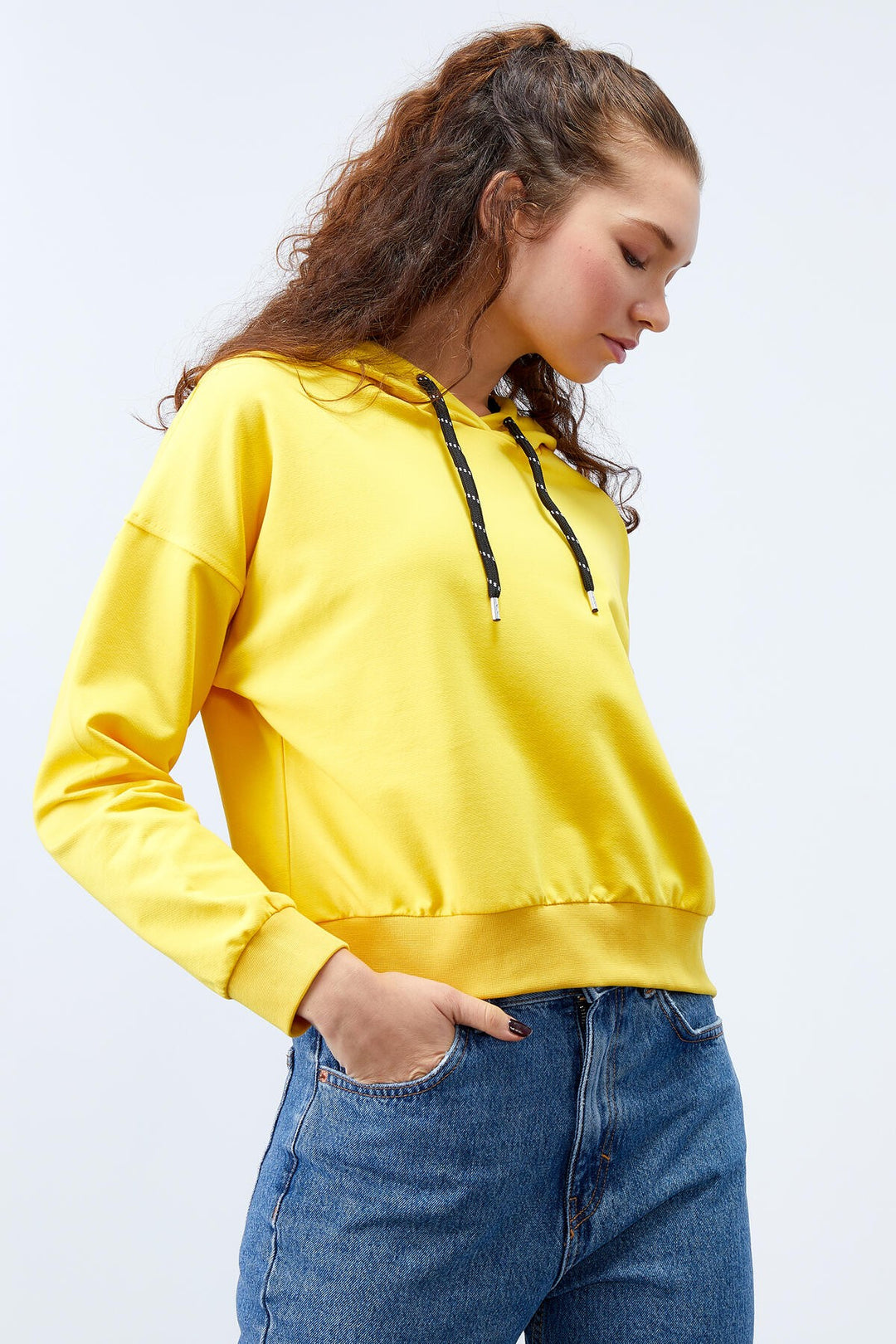 TMY Yellow Long Sleeve Comfort Fit Hooded Women's Sweatshirt - 97115 - Tomelloso