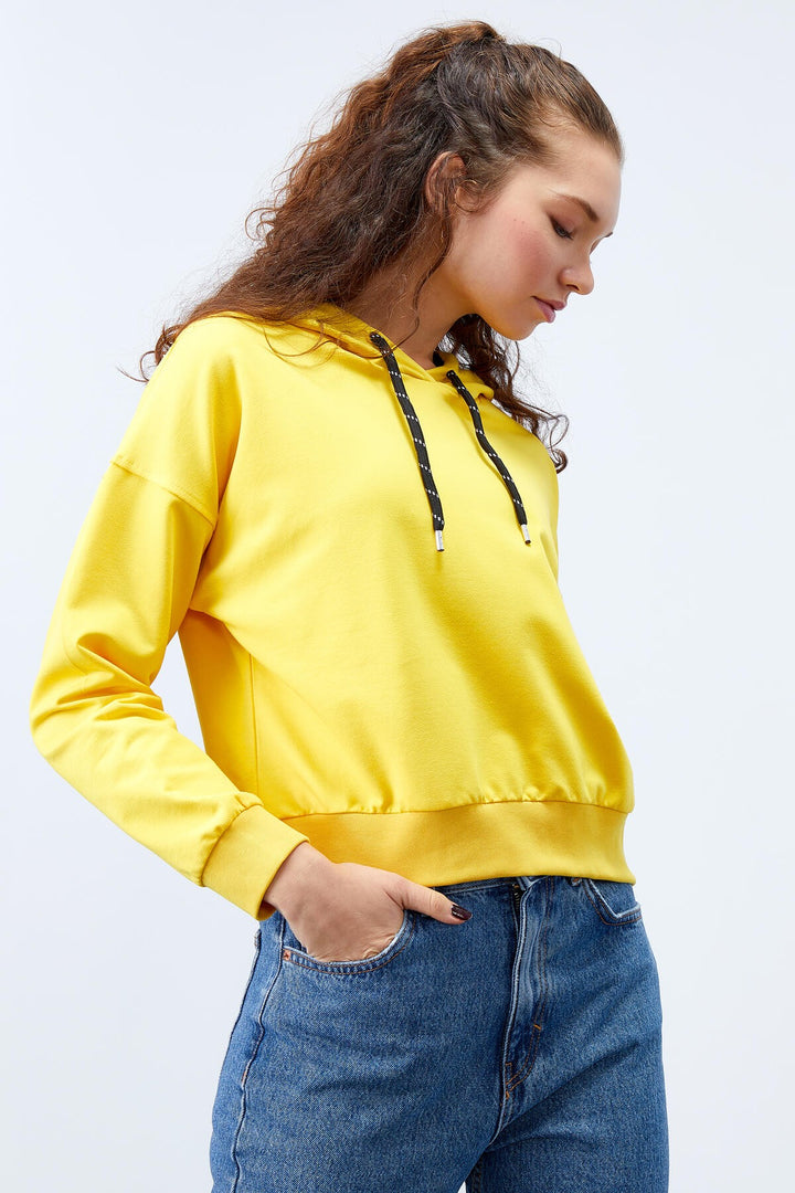 TMY Yellow Long Sleeve Comfort Fit Hooded Women's Sweatshirt - 97115 - Tomelloso