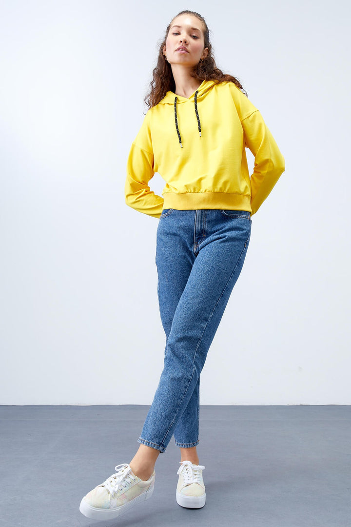 TMY Yellow Long Sleeve Comfort Fit Hooded Women's Sweatshirt - 97115 - Tomelloso