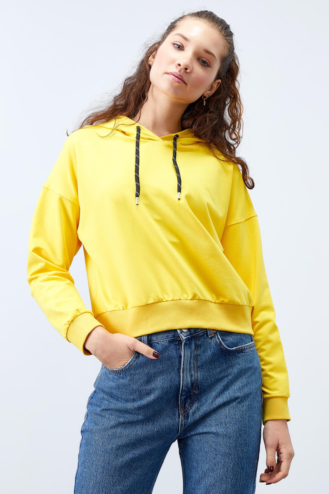 TMY Yellow Long Sleeve Comfort Fit Hooded Women's Sweatshirt - 97115 - Tomelloso