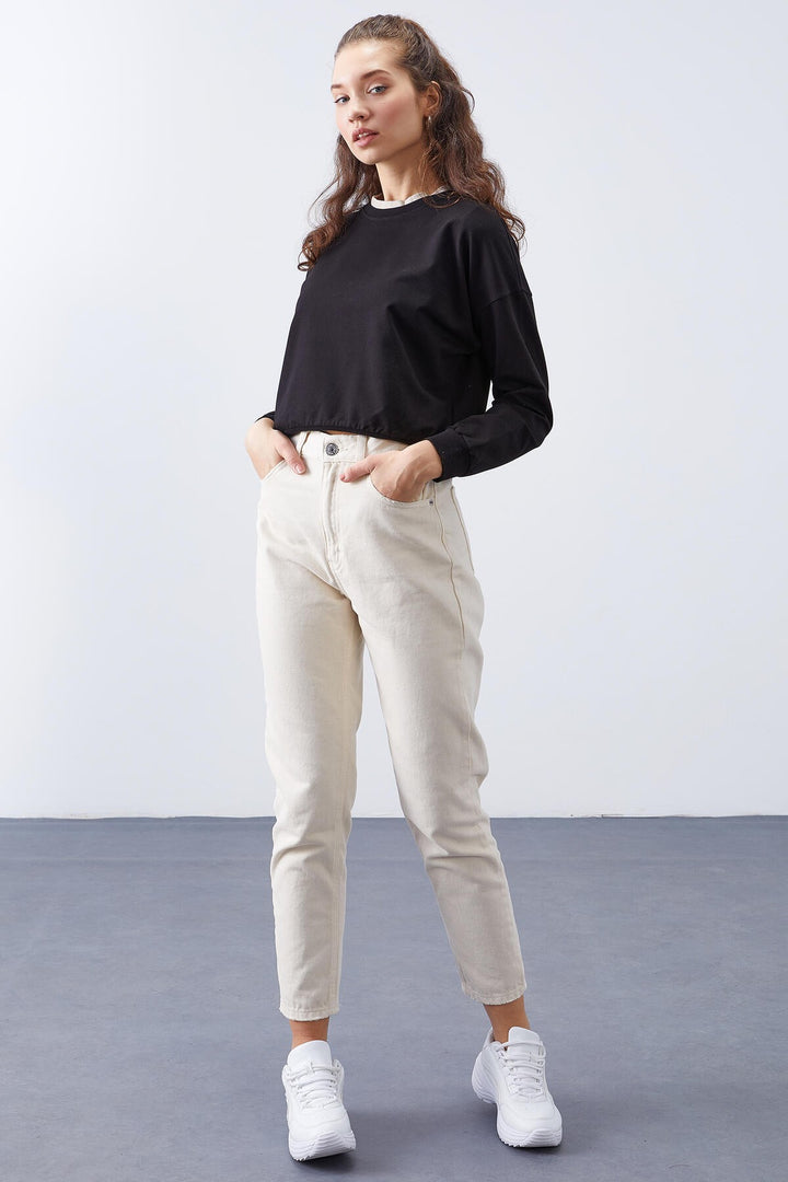 TMY Black Basic Comfort Fit O Neck Women's Sweatshirt - 97114 - Lima