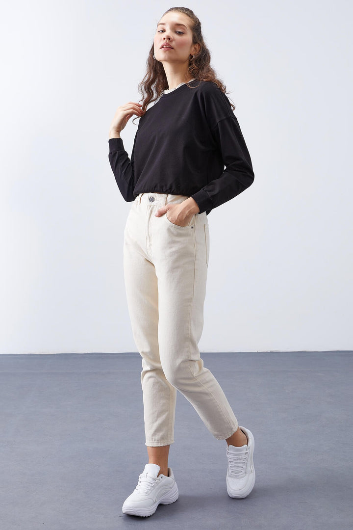 TMY Black Basic Comfort Fit O Neck Women's Sweatshirt - 97114 - Lima