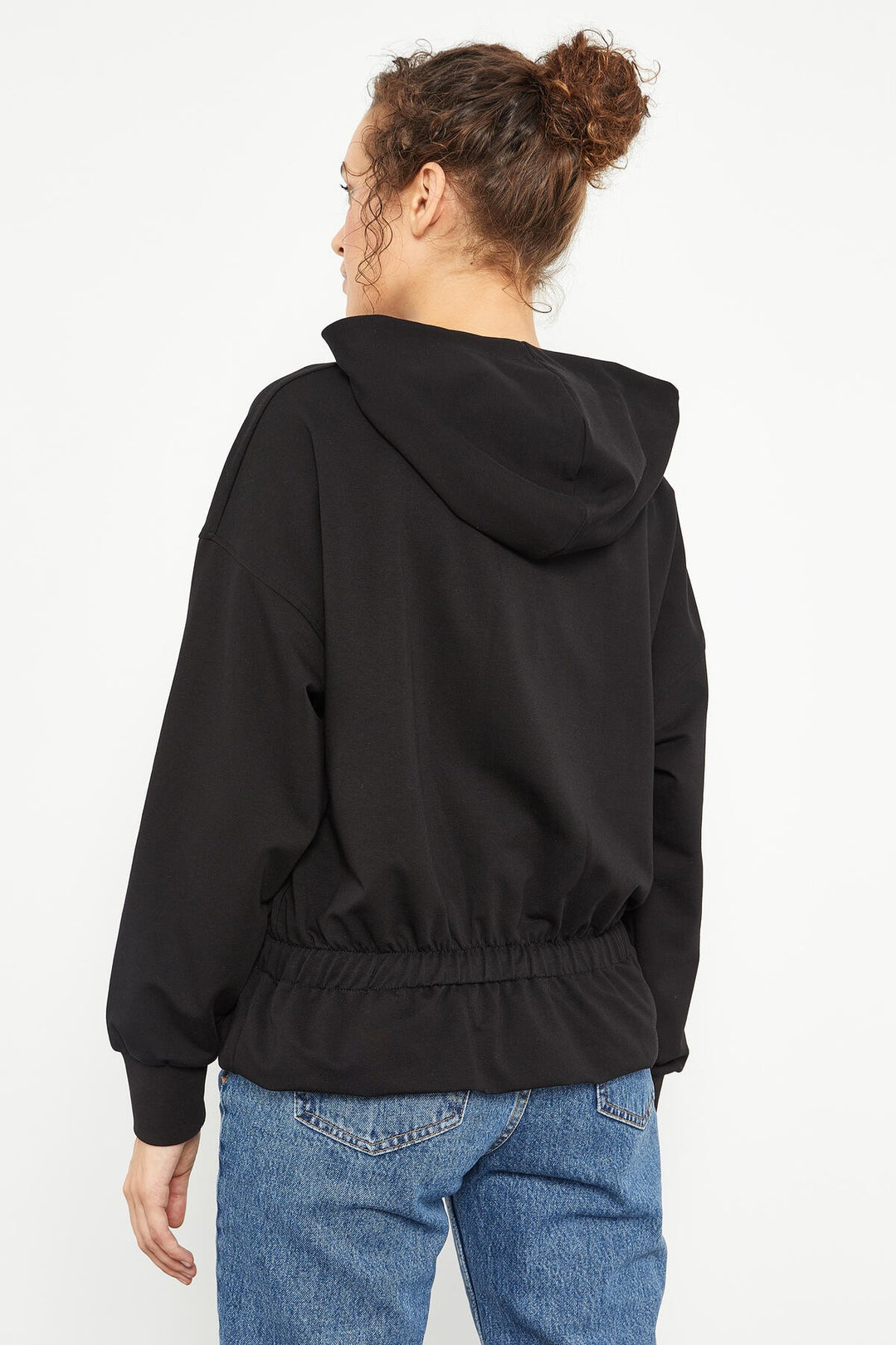 TMY Black Cinched Waist Hooded Women's Oversized Sweatshirt - 97159 - Ashton