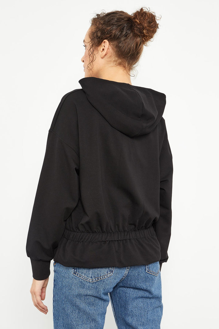 TMY Black Cinched Waist Hooded Women's Oversized Sweatshirt - 97159 - Ashton