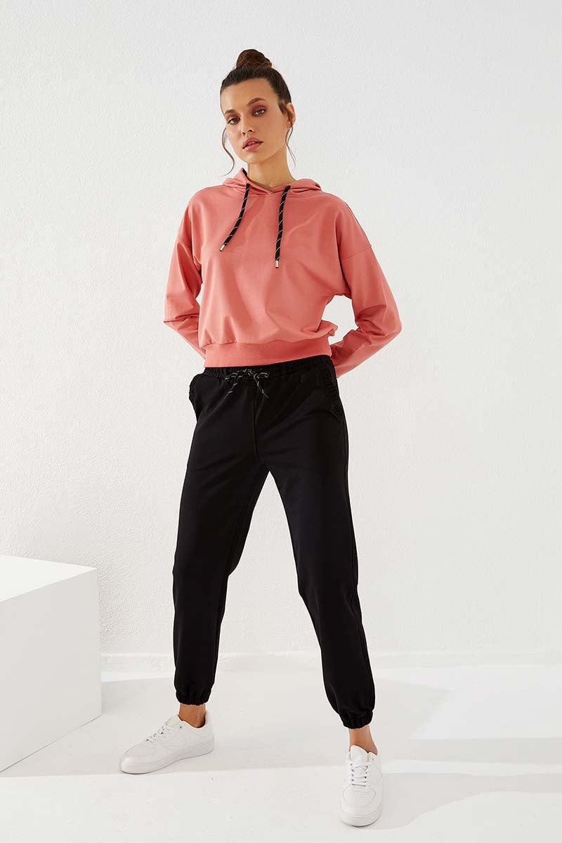 TMY Black Drawstring Pocket Comfort Fit Elastic Cuff Women's Sweatpants - 94580 - Herne