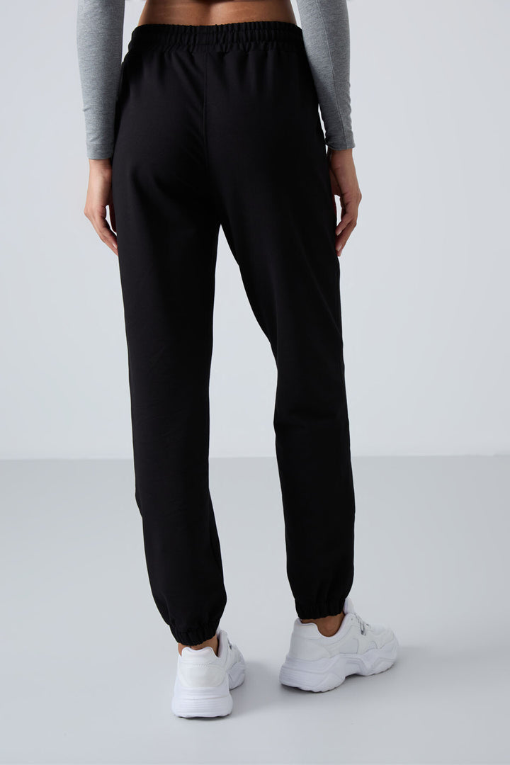 TMY Black Pocket High Waist Comfortable Fit Elastic Cuff Women's Sweatpants - 94583 - Mariupol