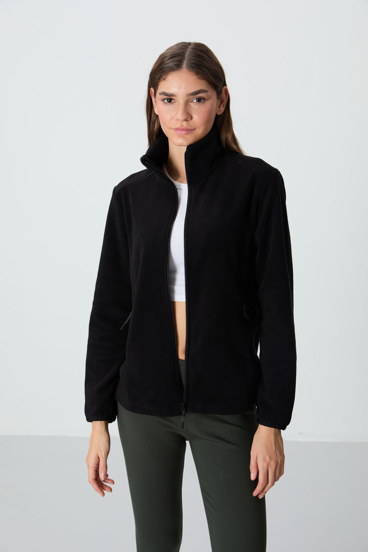 TMY Black High Neck Zippered Comfort Fit Women's Polar Sweatshirt - 97173 - Torrevieja