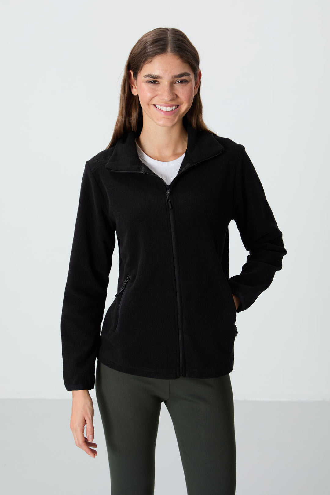 TMY Black High Neck Zippered Comfort Fit Women's Polar Sweatshirt - 97173 - Torrevieja