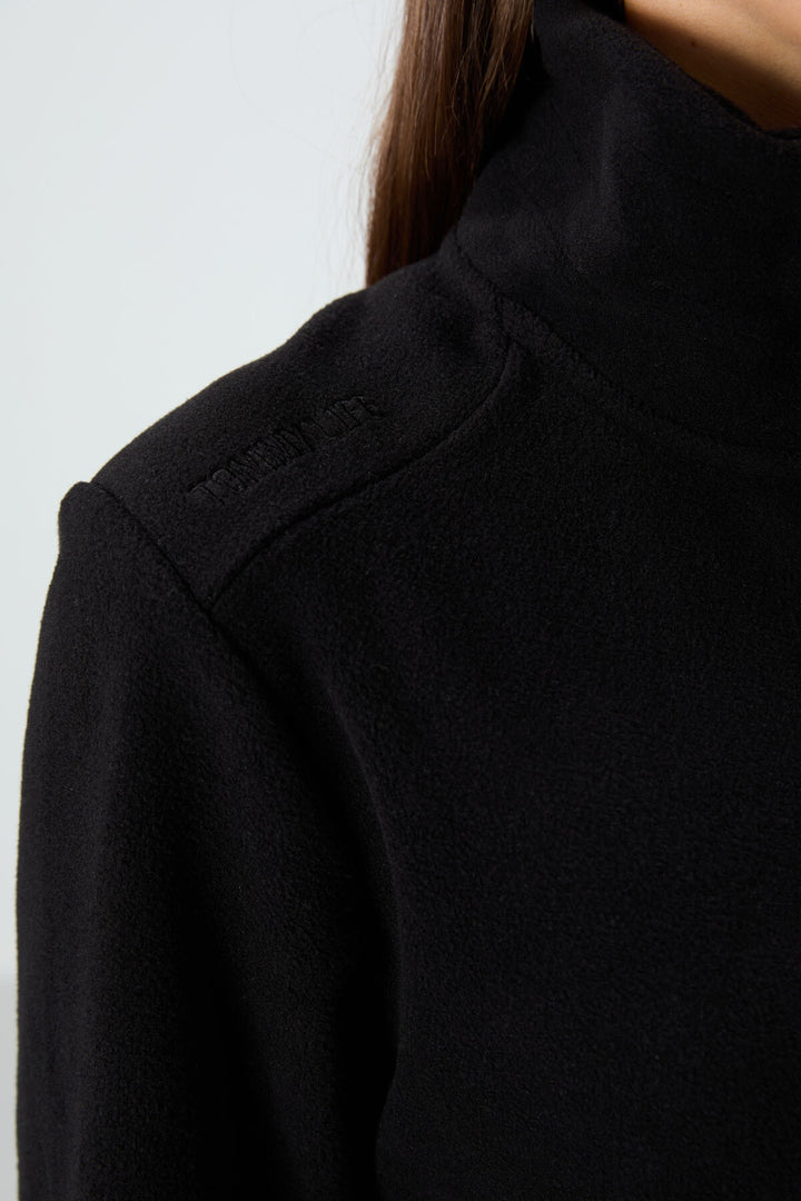 TMY Black High Neck Zippered Comfort Fit Women's Polar Sweatshirt - 97173 - Torrevieja