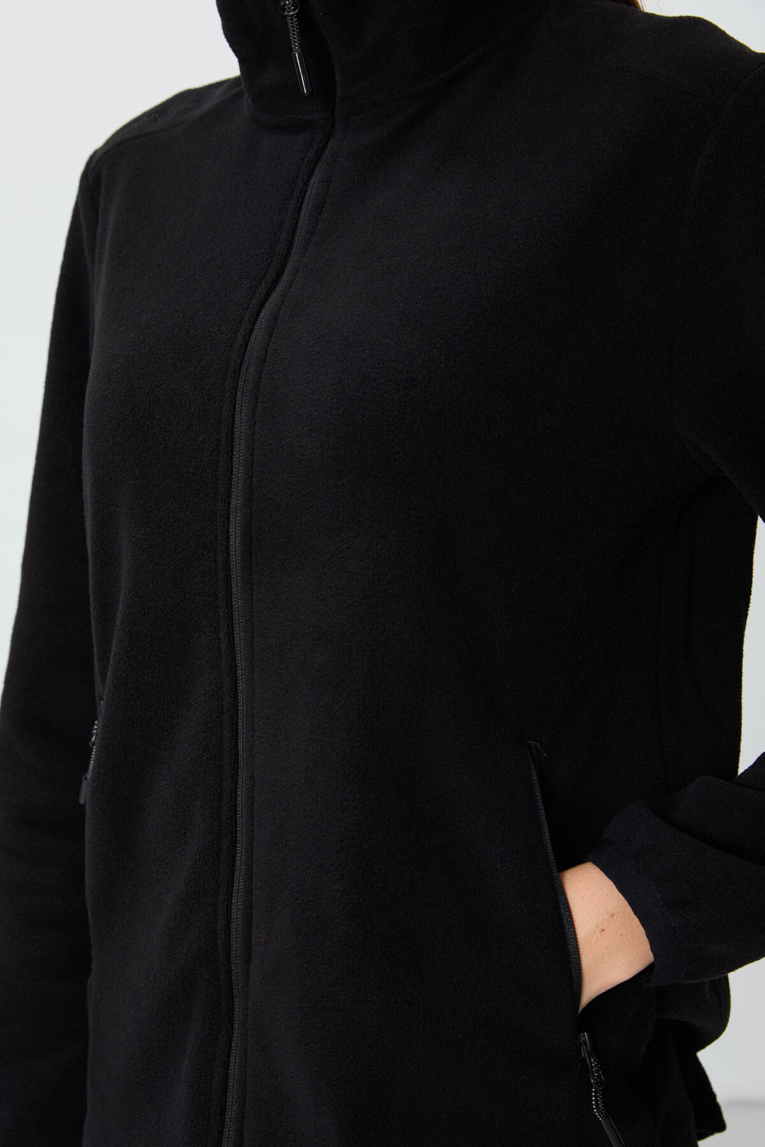 TMY Black High Neck Zippered Comfort Fit Women's Polar Sweatshirt - 97173 - Torrevieja