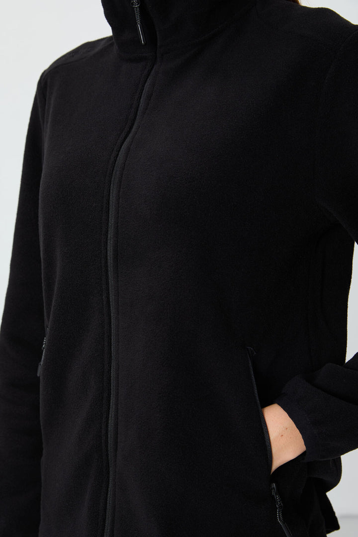 TMY Black High Neck Zippered Comfort Fit Women's Polar Sweatshirt - 97173 - Torrevieja