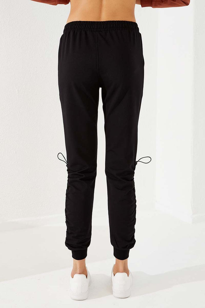 TMY Black Extra Detailed Comfortable Fit Cuffed Women's Sweatpants - 94587 - Solihull
