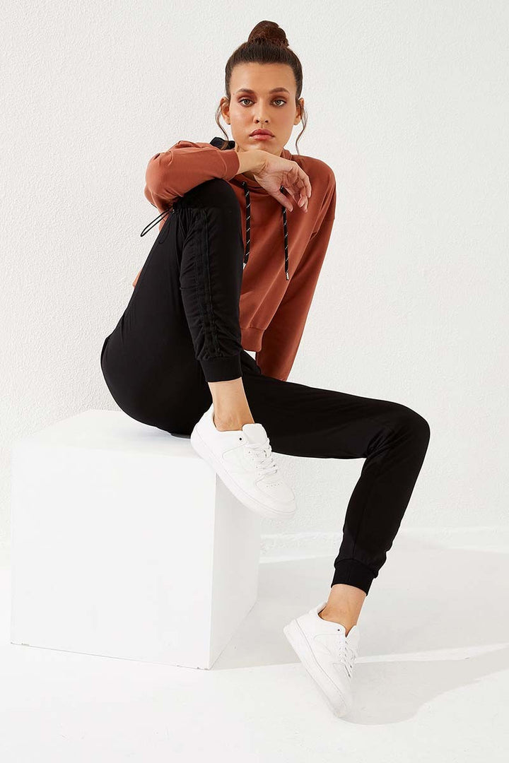 TMY Black Extra Detailed Comfortable Fit Cuffed Women's Sweatpants - 94587 - Solihull