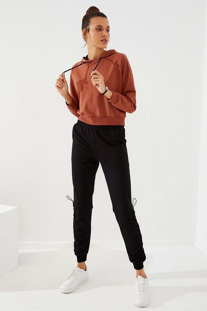 TMY Black Extra Detailed Comfortable Fit Cuffed Women's Sweatpants - 94587 - Solihull