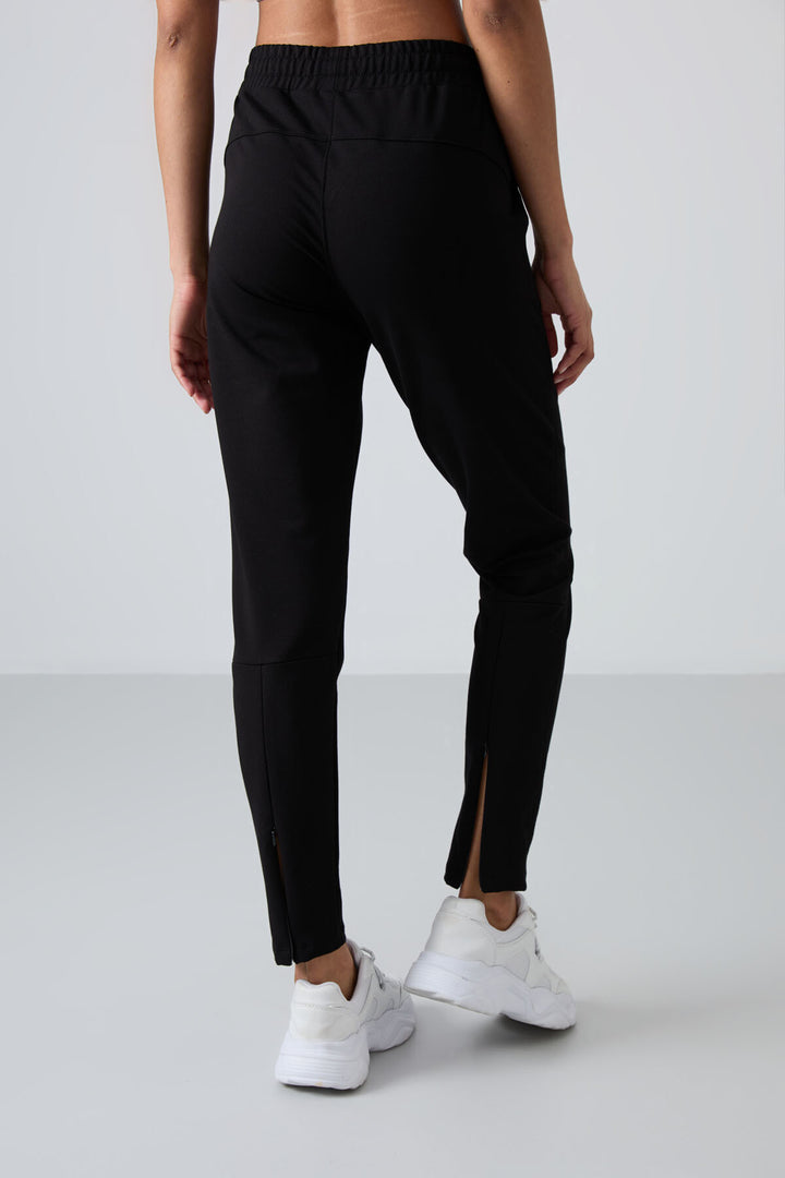 TMY Black Zippered Cuffed Pocketed Comfort Fit Women's Sweatpants - 94246 - Dronten