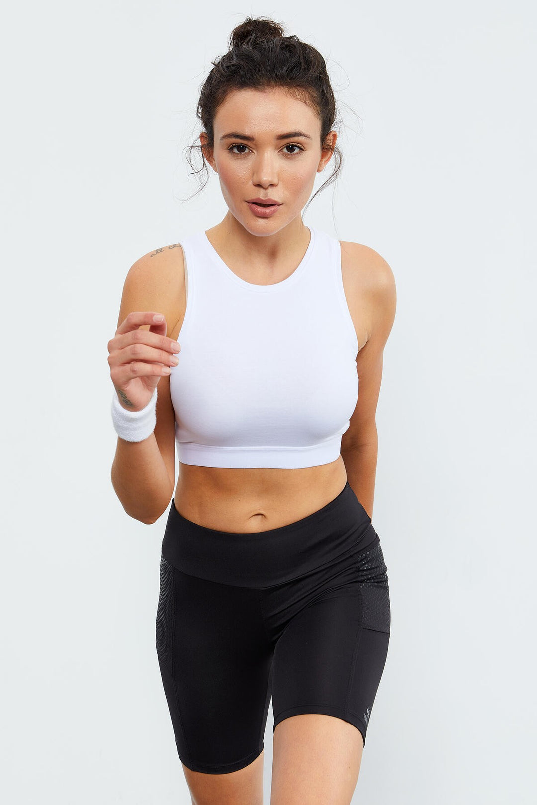 TMY Black High Waist Shaping Women's Biker Leggings with Pocket - 91010 - Râmnicu Vâlcea