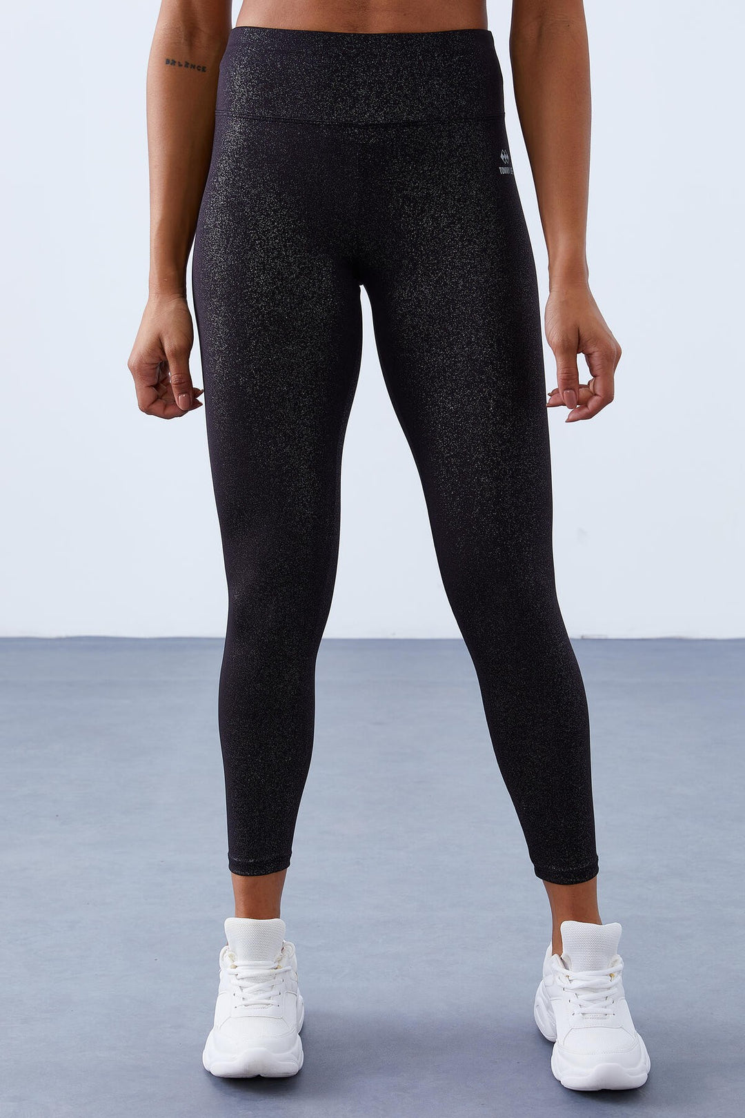 TMY Black-silver - Black High Waisted Shaping Back Detailed Slim Fit Bustier Women's Leggings Set - 95281 - Suffolk