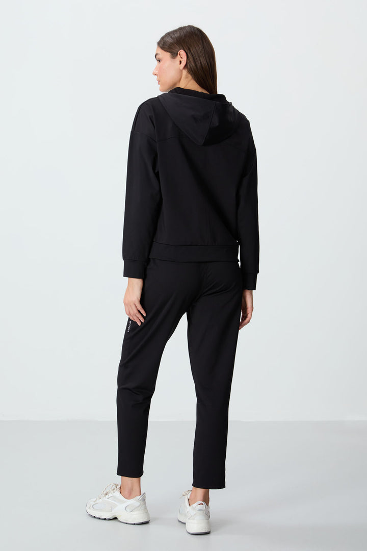 TMY Black Hooded Hidden Pocket Detailed Standard Mold Women's Tracksuit - 95306 - Springfield
