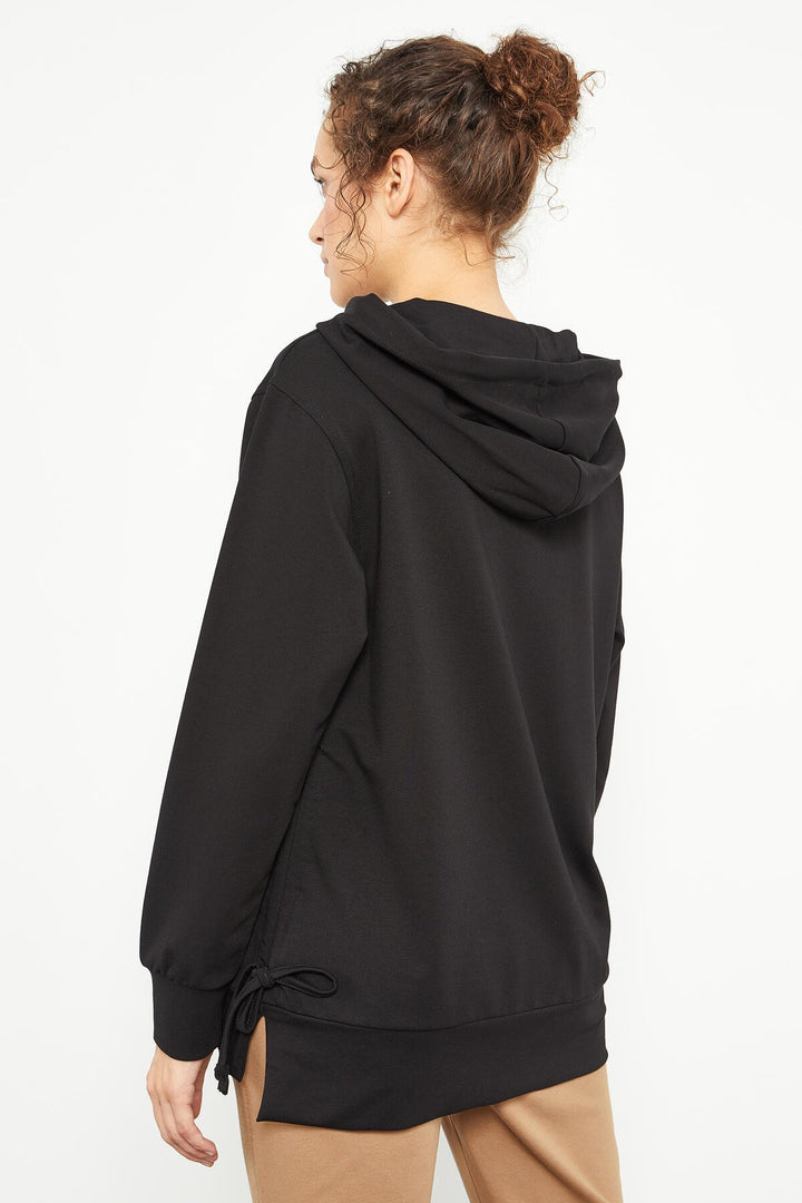 TMY Black Mixed Print Side Ruched Women's Oversized Sweatshirt - 97170 - Streatham
