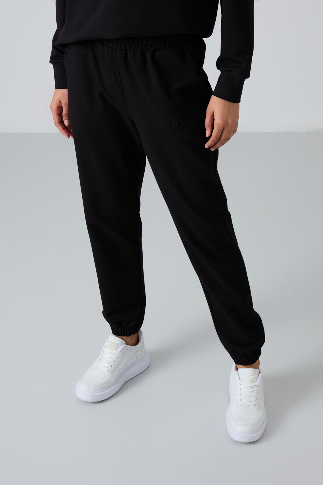 TMY Black V-Neck Oversized Elastic Cuff Women's Tracksuit Set - 95287 - Ciudad Melchor Múzquiz