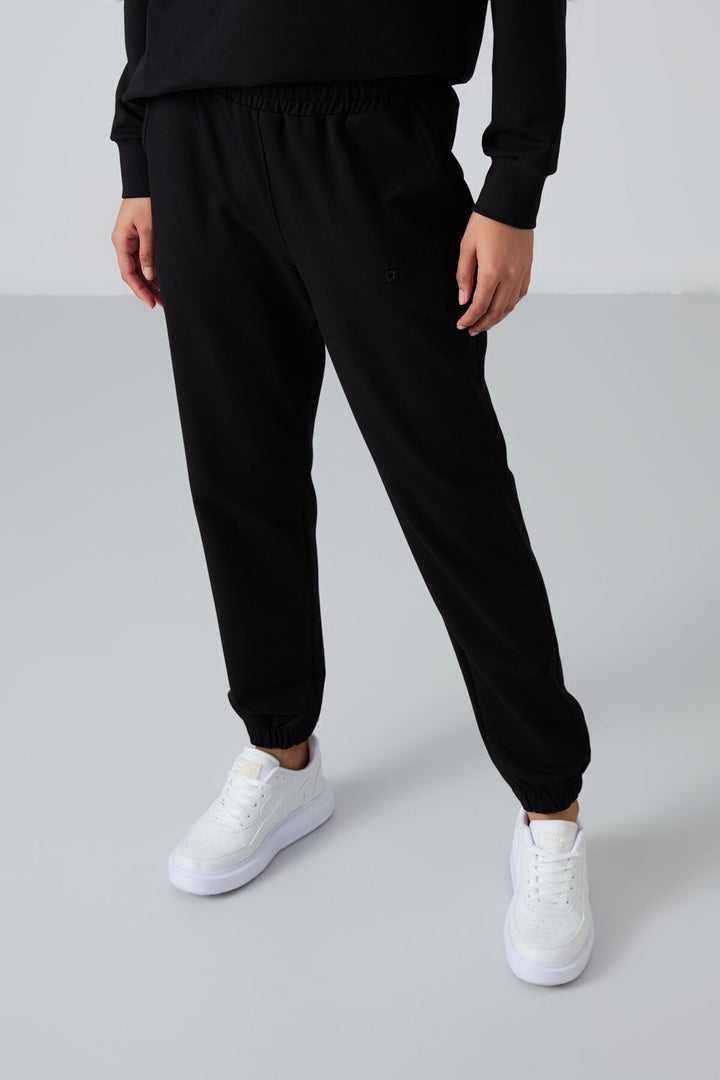 TMY Black V-Neck Oversized Elastic Cuff Women's Tracksuit Set - 95287 - Ciudad Melchor Múzquiz