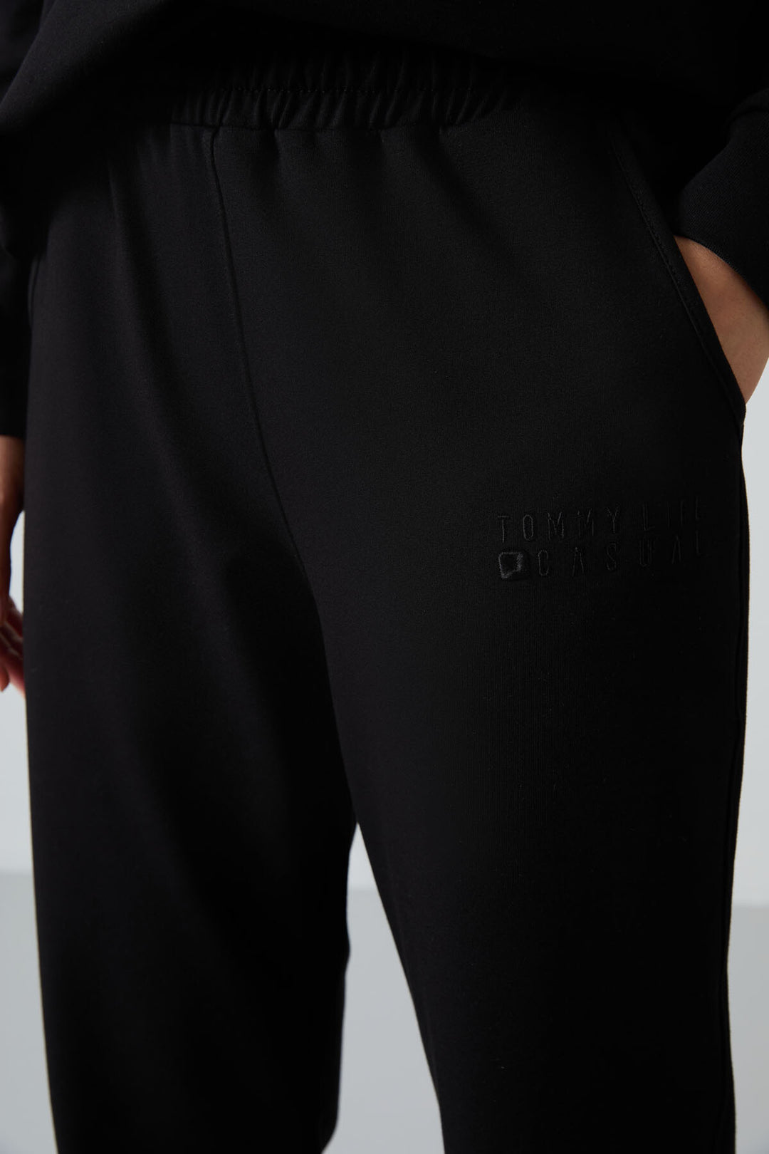 TMY Black V-Neck Oversized Elastic Cuff Women's Tracksuit Set - 95287 - Ciudad Melchor Múzquiz
