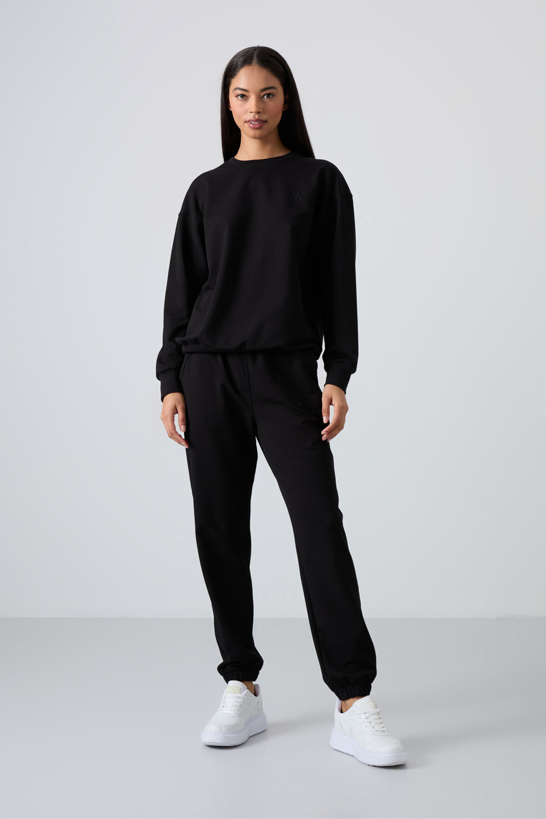 TMY Black V-Neck Oversized Elastic Cuff Women's Tracksuit Set - 95287 - Ciudad Melchor Múzquiz
