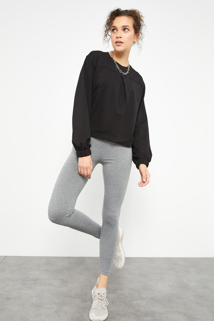 TMY Black Brushed O Neck Women's Oversize Sweatshirt - 97165 - Seraing