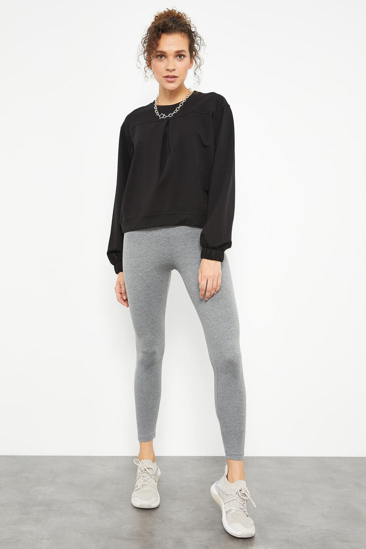 TMY Black Brushed O Neck Women's Oversize Sweatshirt - 97165 - Seraing