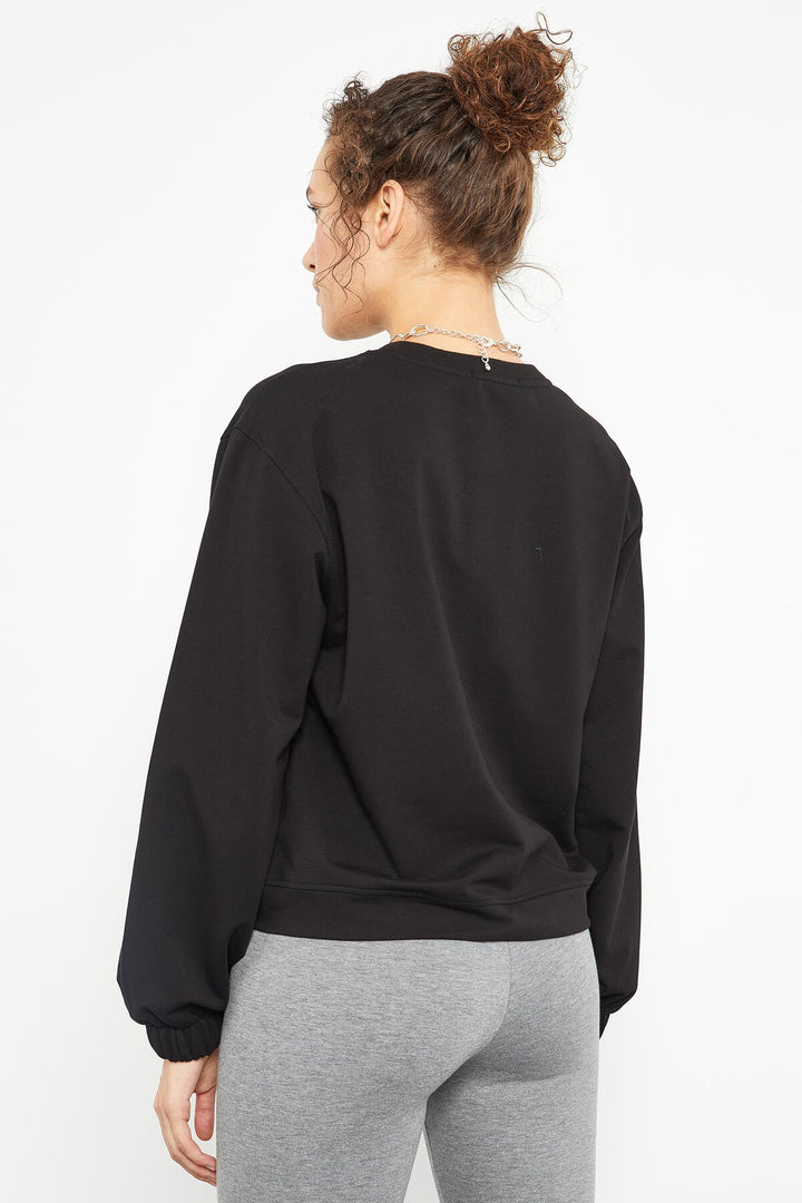 TMY Black Brushed O Neck Women's Oversize Sweatshirt - 97165 - Seraing