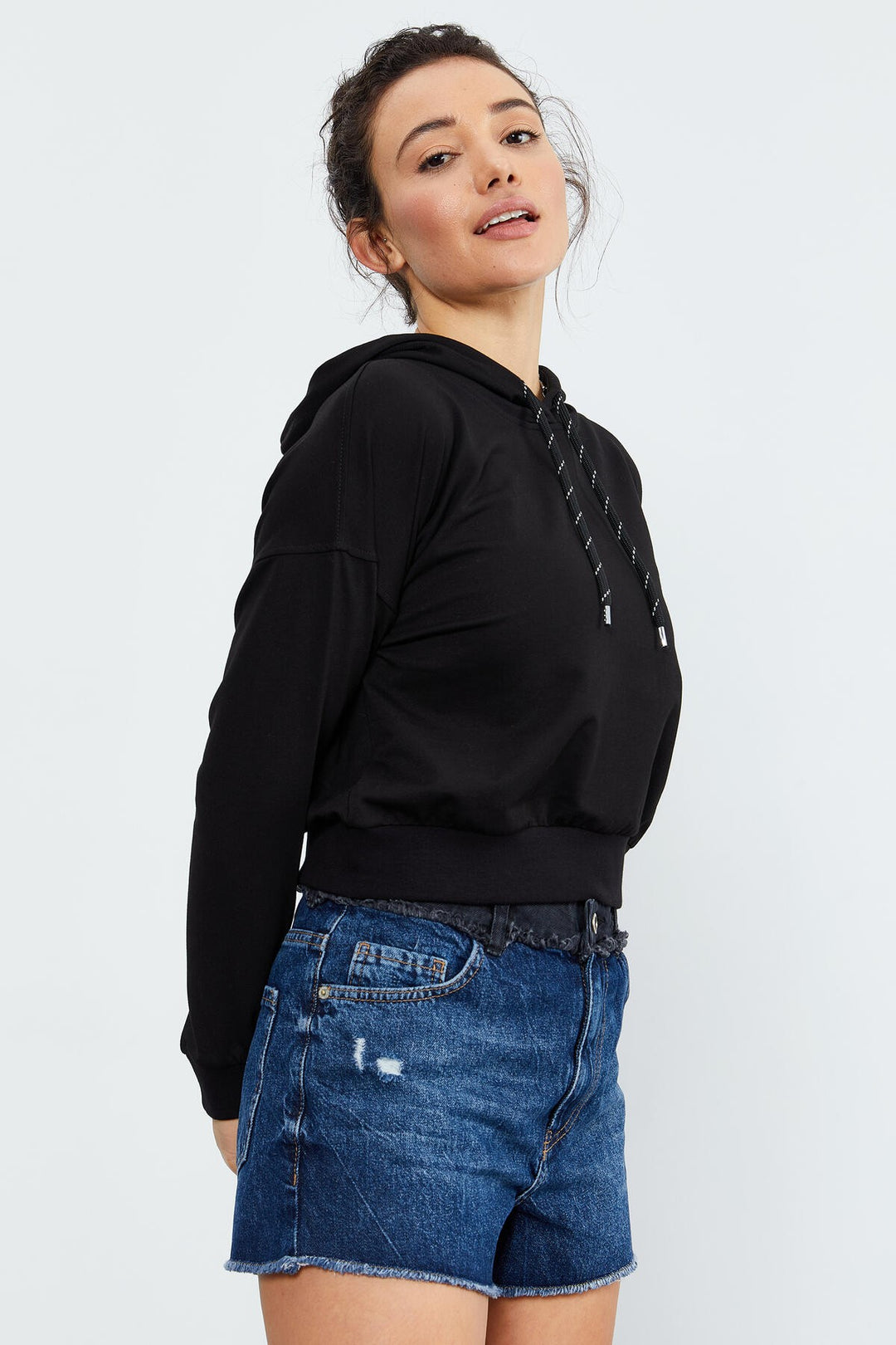 TMY Black Long Sleeve Comfort Fit Hooded Women's Sweatshirt - 97115 - Chernihiv