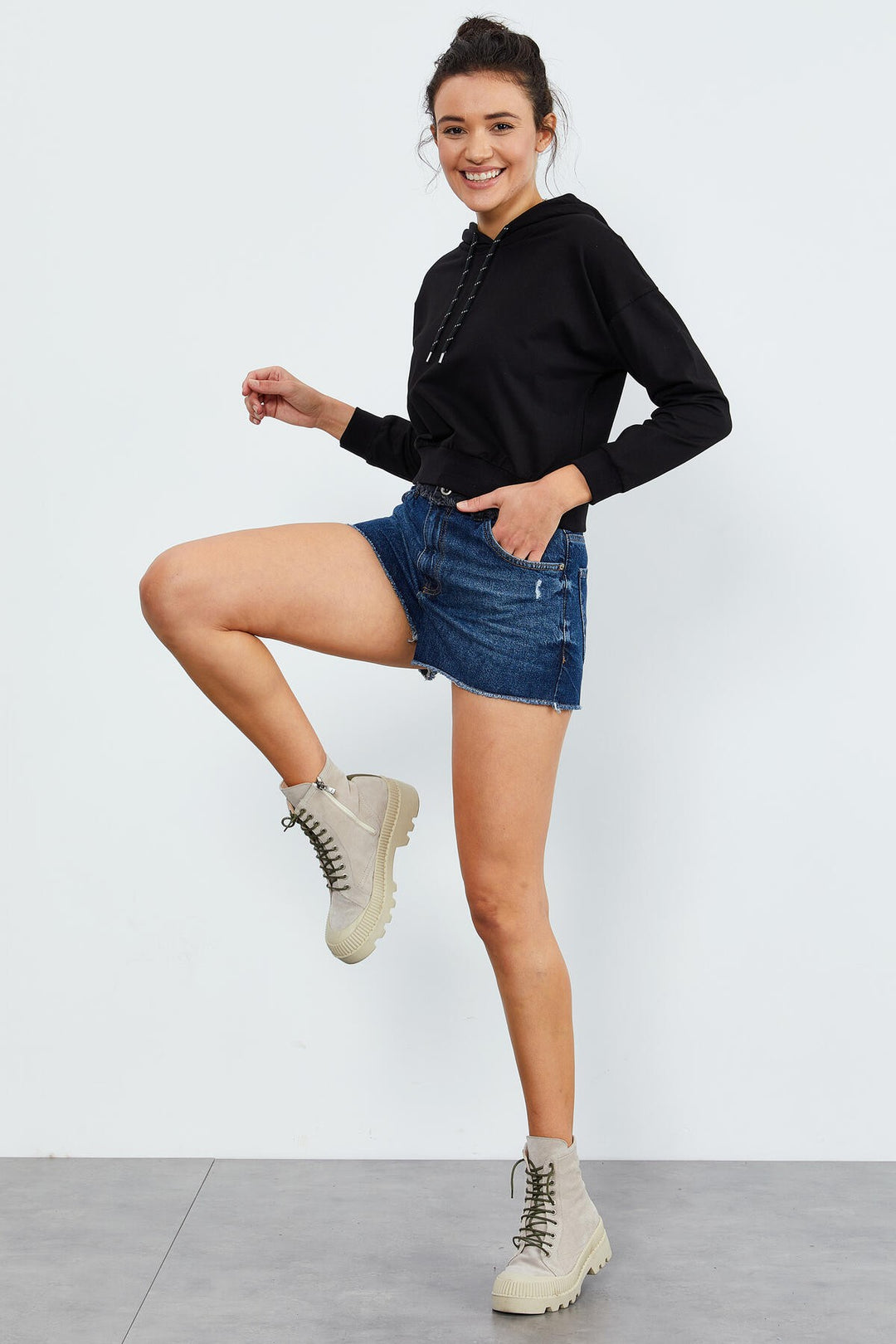 TMY Black Long Sleeve Comfort Fit Hooded Women's Sweatshirt - 97115 - Chernihiv