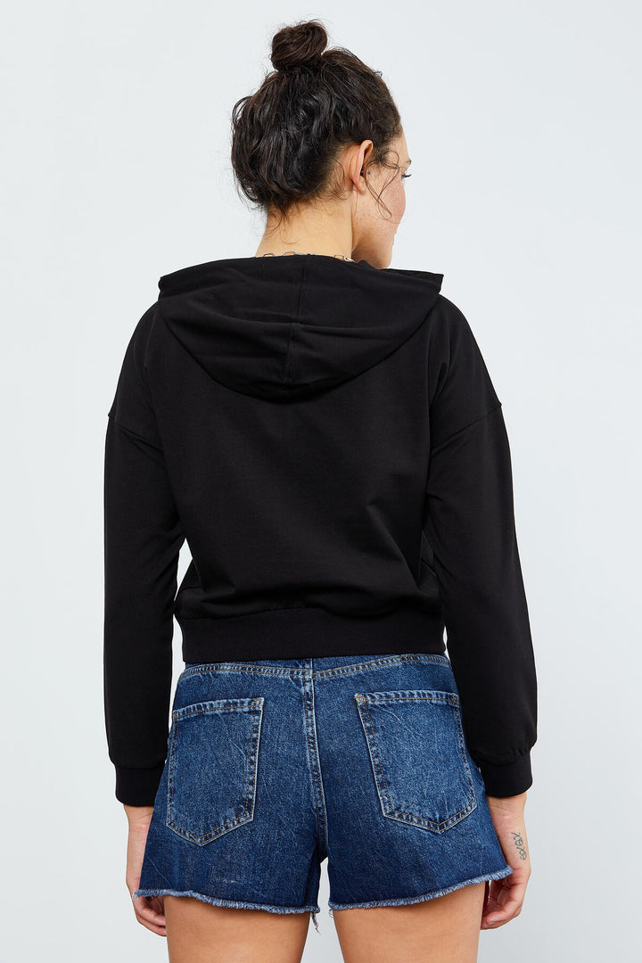 TMY Black Long Sleeve Comfort Fit Hooded Women's Sweatshirt - 97115 - Chernihiv