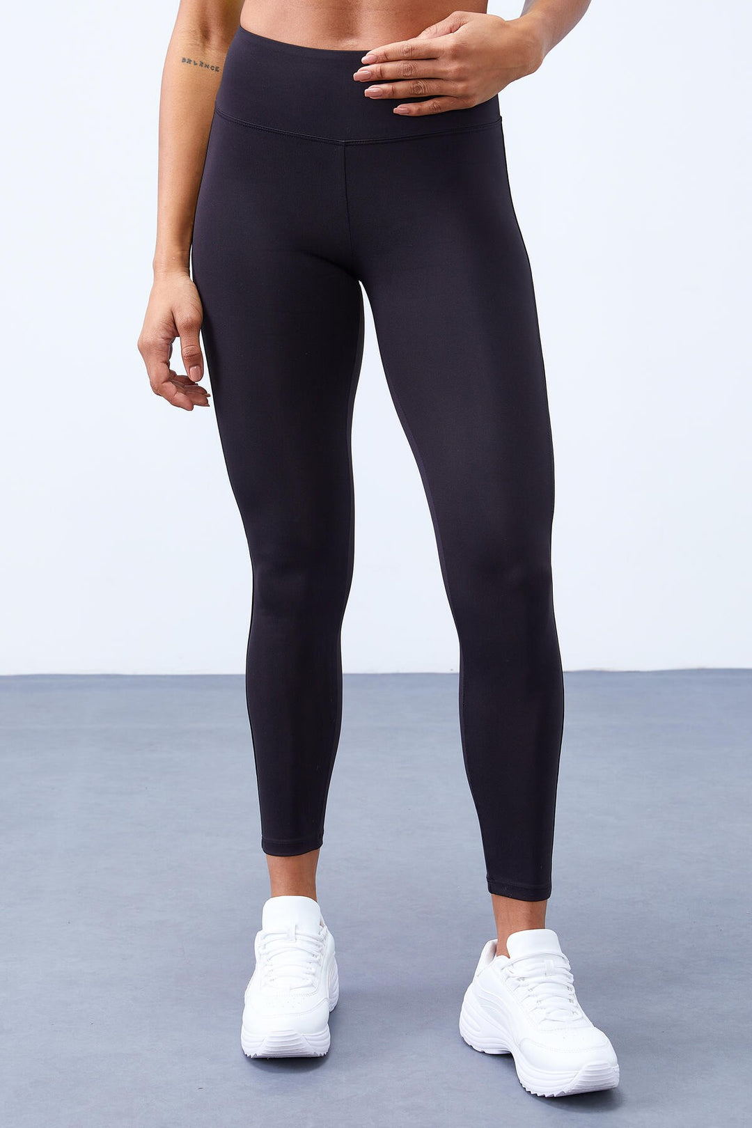 TMY Black Half Striped Detailed High Waist Slim Fit Women's Leggings - 94609 - Coventry