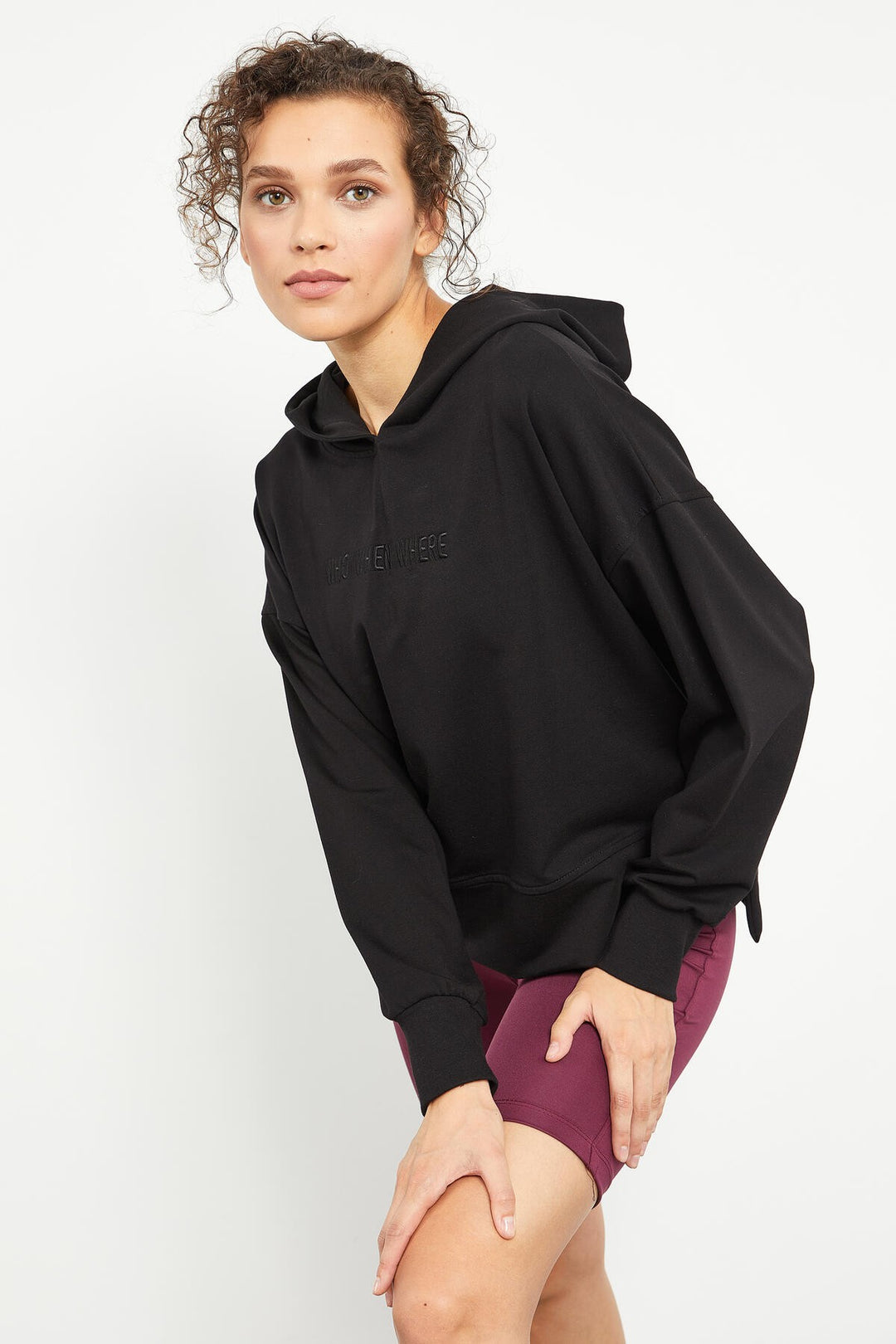 TMY Black Embroidered Hooded Basic Women's Oversize Sweatshirt - 97164 - Penafiel
